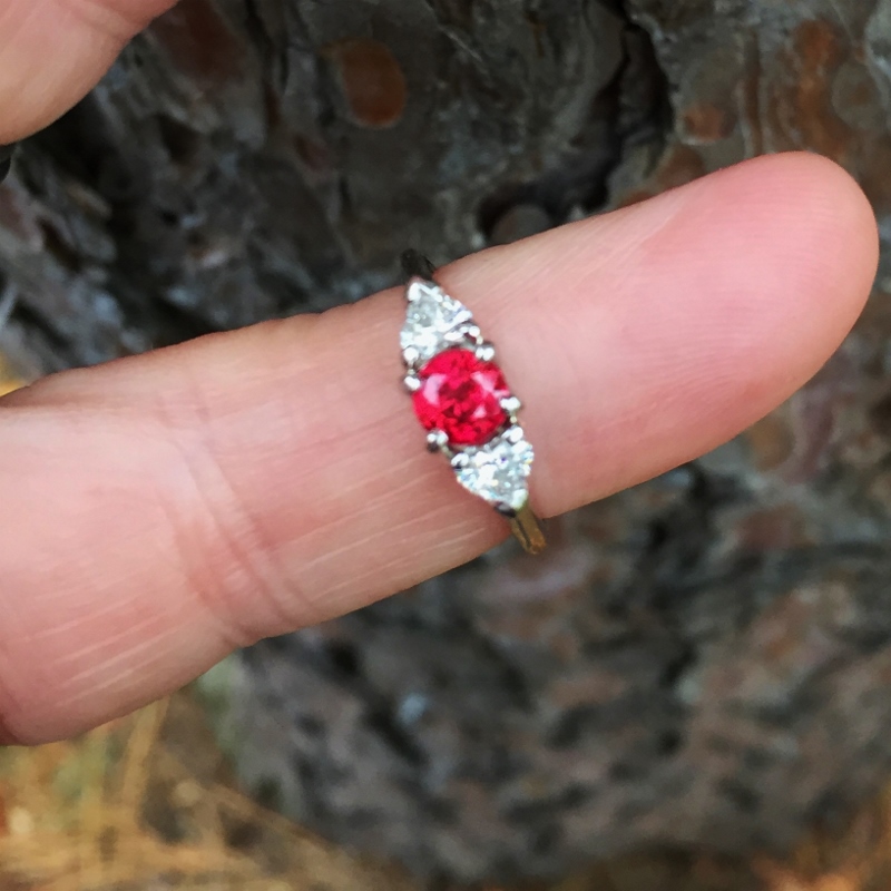 Quality Special Burmese Ruby and Heart Shape Diamond Platinum Ring  Litnon.com