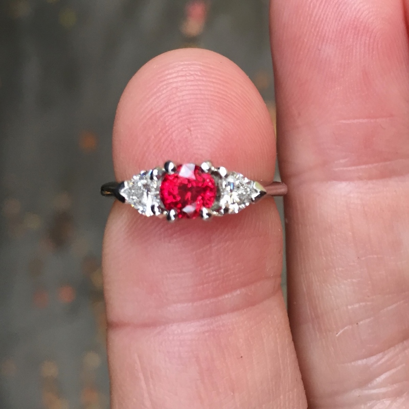 Quality Special Burmese Ruby and Heart Shape Diamond Platinum Ring  Litnon.com