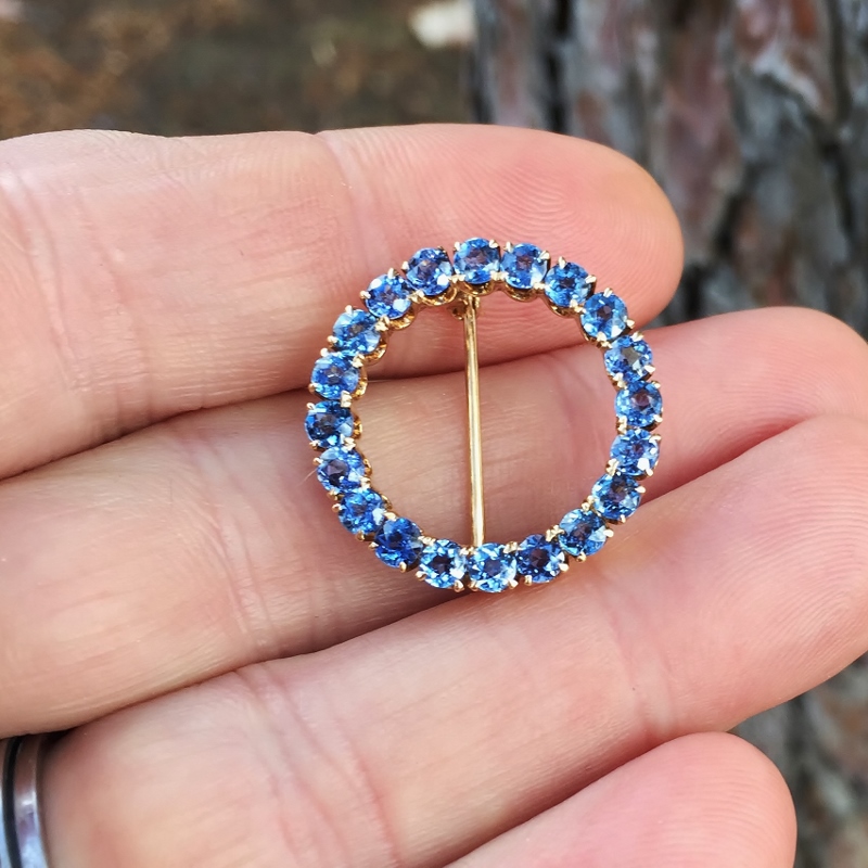 Rare and Top Quality Montana Yogo Gulch Sapphire 14kt Brooch  Litnon.com