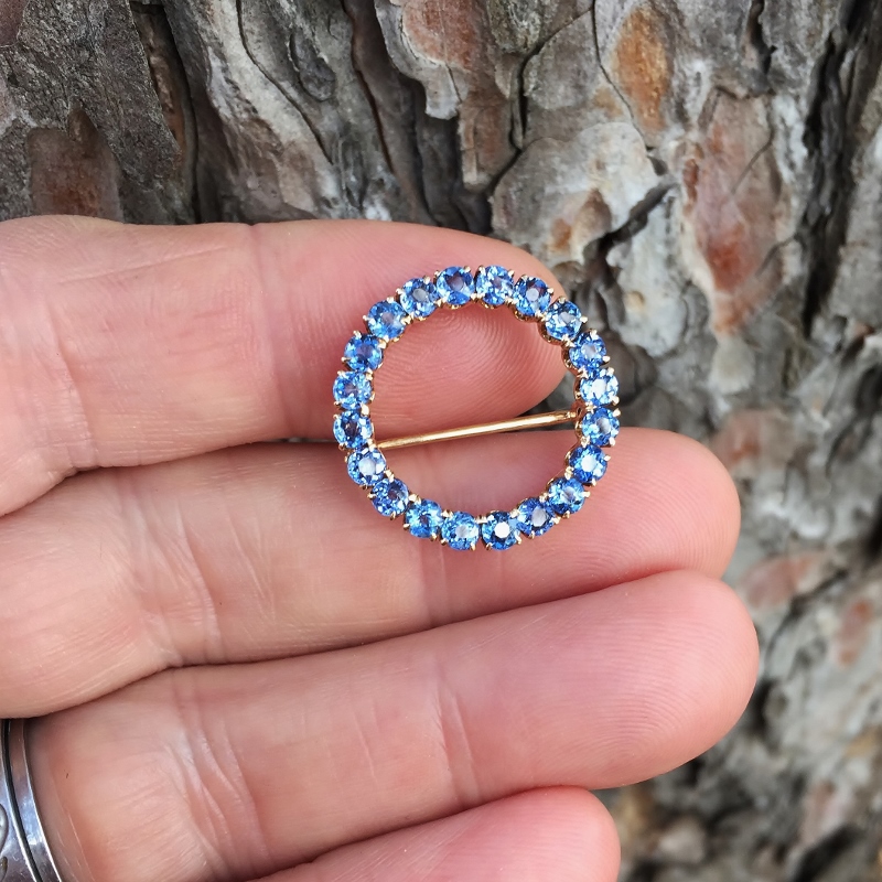 Rare and Top Quality Montana Yogo Gulch Sapphire 14kt Brooch  Litnon.com