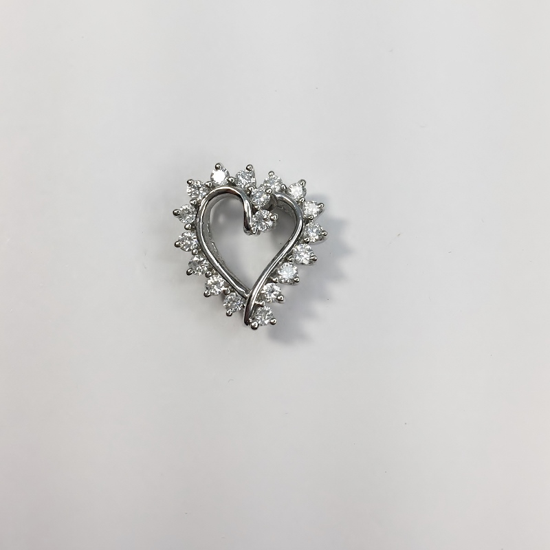 Heart Shape 14 Karat White Gold Diamond Pendant 0.50 ct  Litnon.com