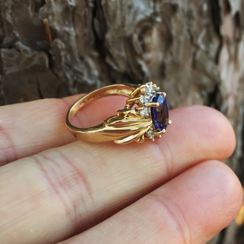 Estate Levian Natural Tanzanite Diamond Ring 14kt YG  Litnon.com