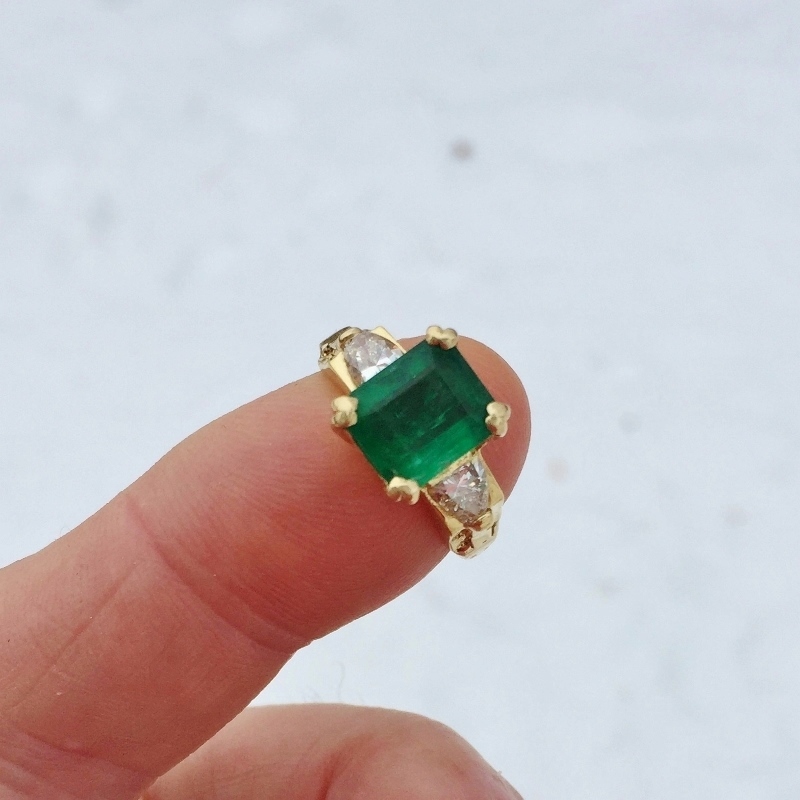Estate Quality Colombian Emerald Diamond 18kt Ring  Litnon.com