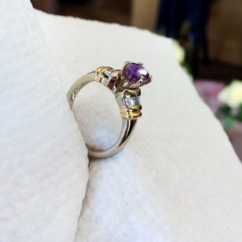  Pretty Natural Ceylon Purple Sapphire Diamond Ring 14kt  Litnon.com