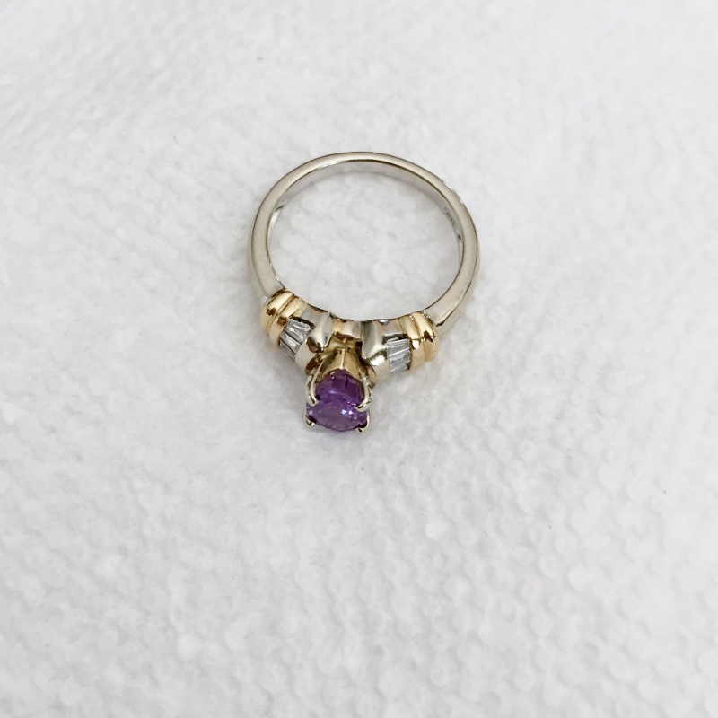  Pretty Natural Ceylon Purple Sapphire Diamond Ring 14kt  Litnon.com