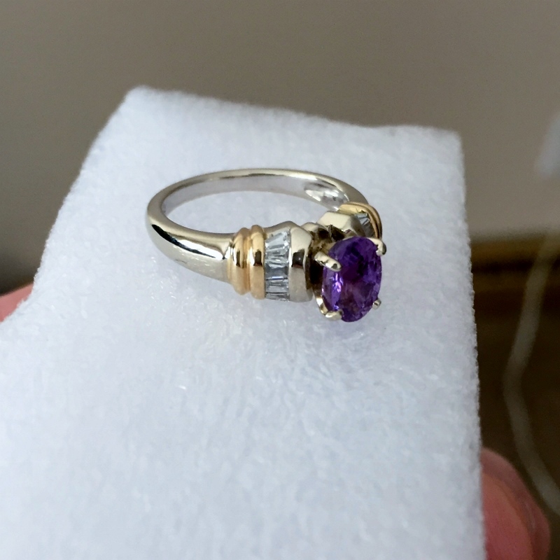  Pretty Natural Ceylon Purple Sapphire Diamond Ring 14kt  Litnon.com