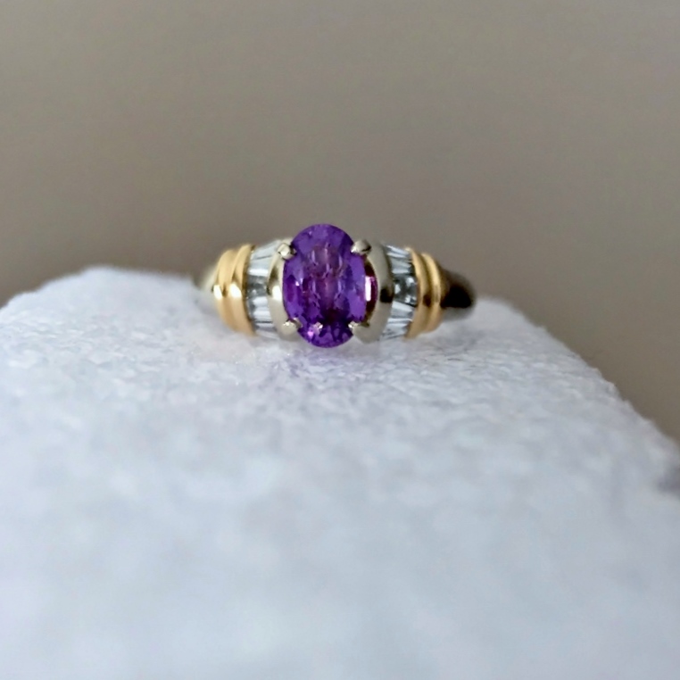  Pretty Natural Ceylon Purple Sapphire Diamond Ring 14kt  Litnon.com