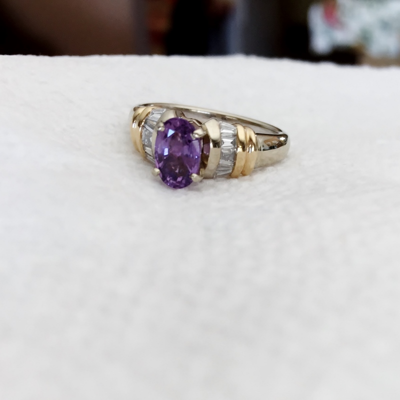  Pretty Natural Ceylon Purple Sapphire Diamond Ring 14kt  Litnon.com