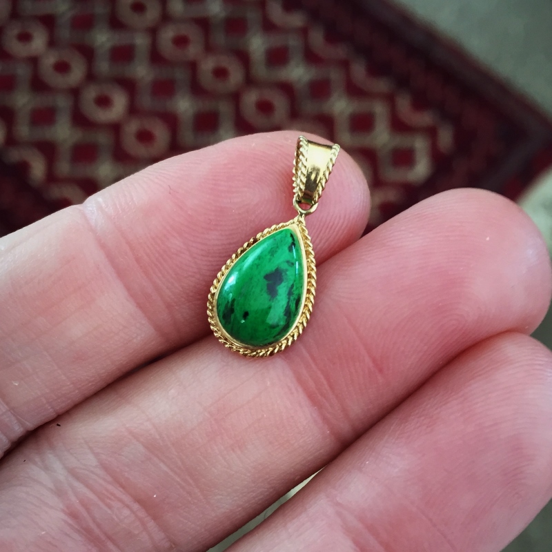 Fine Color Natural Burmese Mawsitsit Jade 14 karat Pendant  Litnon.com