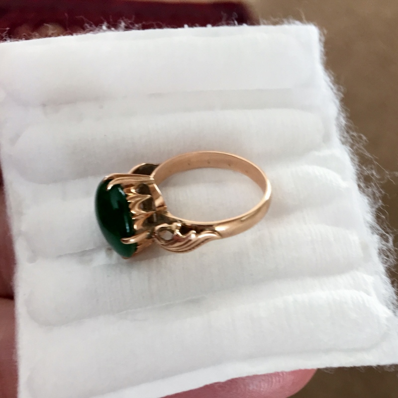 Antique Fine Color Natural Burmese Jadeite 14kt Ring  Litnon.com