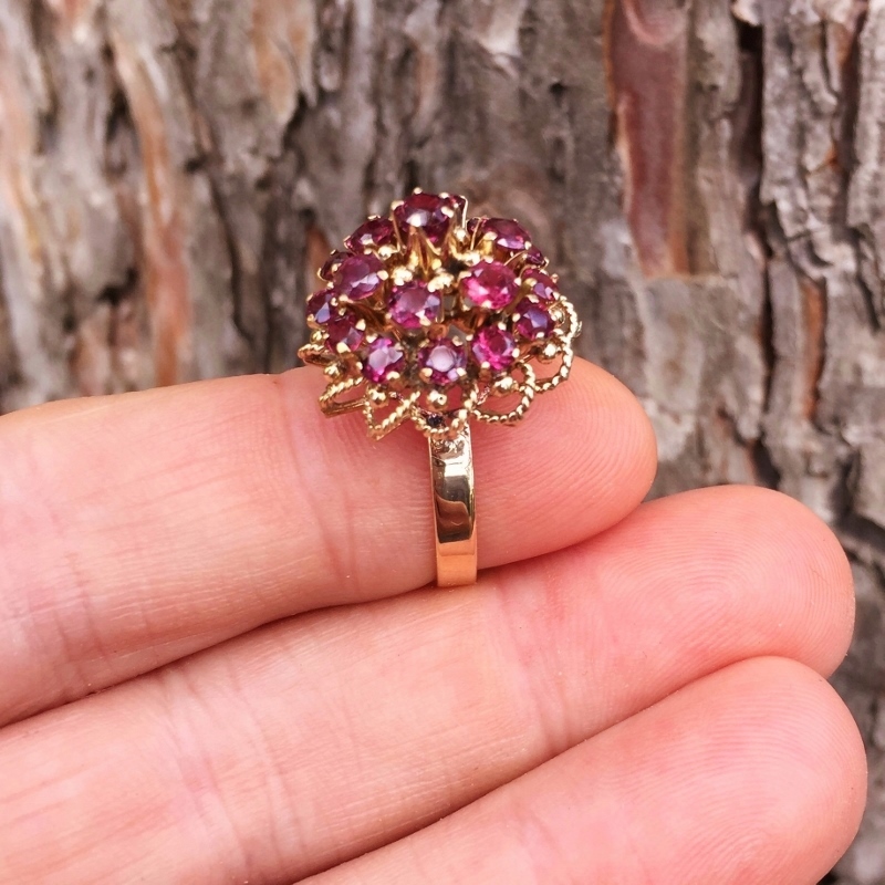 Antique / Vintage Natural Ruby 14 kt Ring 4+ Carats of Rubies  Litnon.com