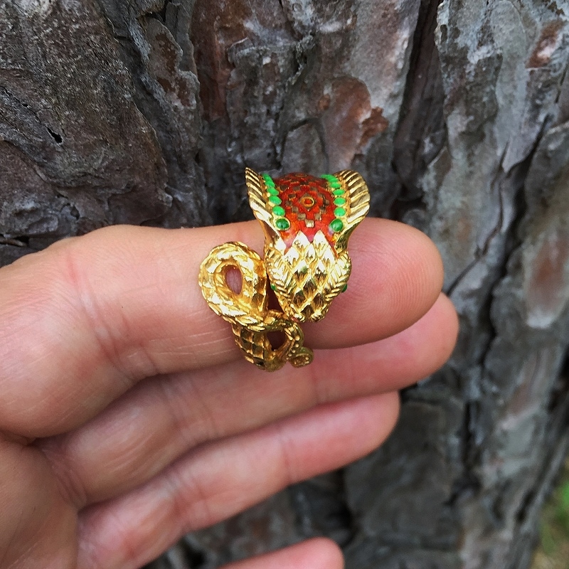 Vintage Unique King Cobra Enamel Snake Ring 18 kt  Litnon.com