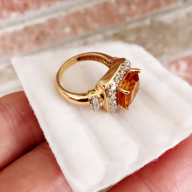 Fine Cut and Color Brazil Citrine 14kt Diamond Ring  Litnon.com