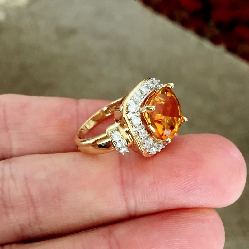 Fine Cut and Color Brazil Citrine 14kt Diamond Ring  Litnon.com
