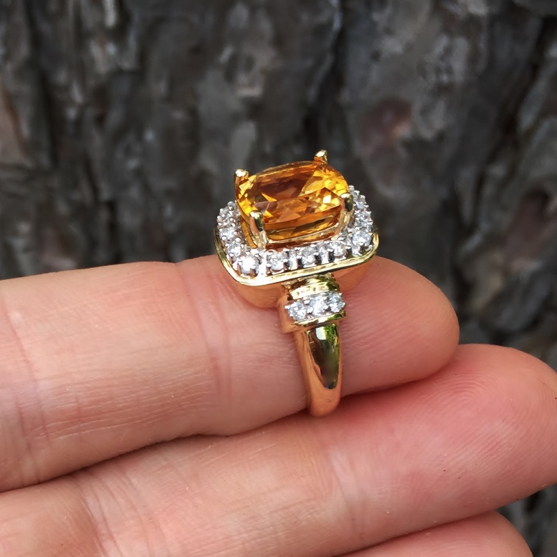 Fine Cut and Color Brazil Citrine 14kt Diamond Ring  Litnon.com