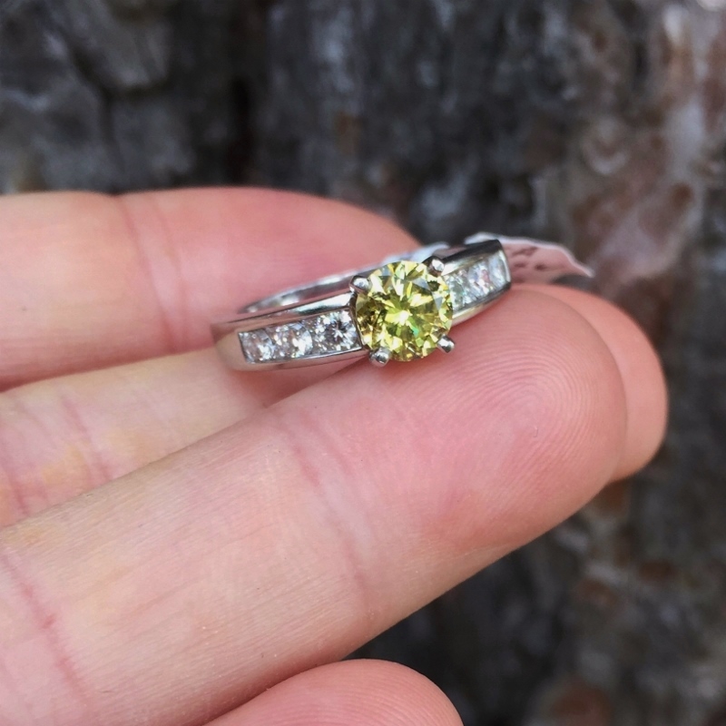 GIA Natural 1.14 ct Fancy Deep Yellow Diamond Platinum Ring  Litnon.com