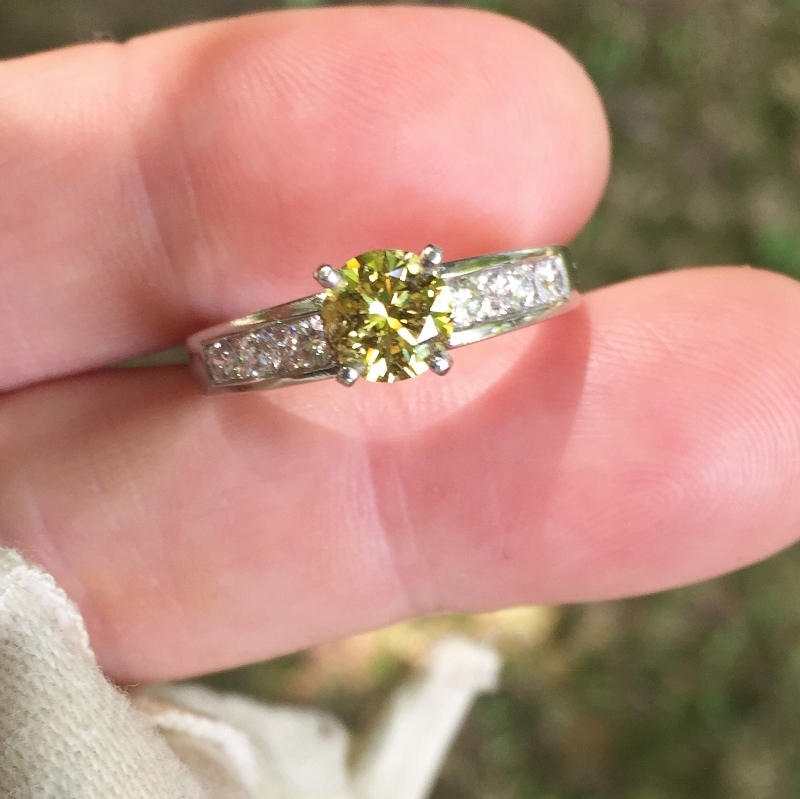 GIA Natural 1.14 ct Fancy Deep Yellow Diamond Platinum Ring  Litnon.com