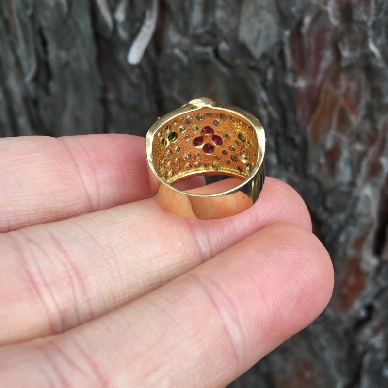Ruby Emerald and Sapphire 18 karat Gold Ring  Litnon.com