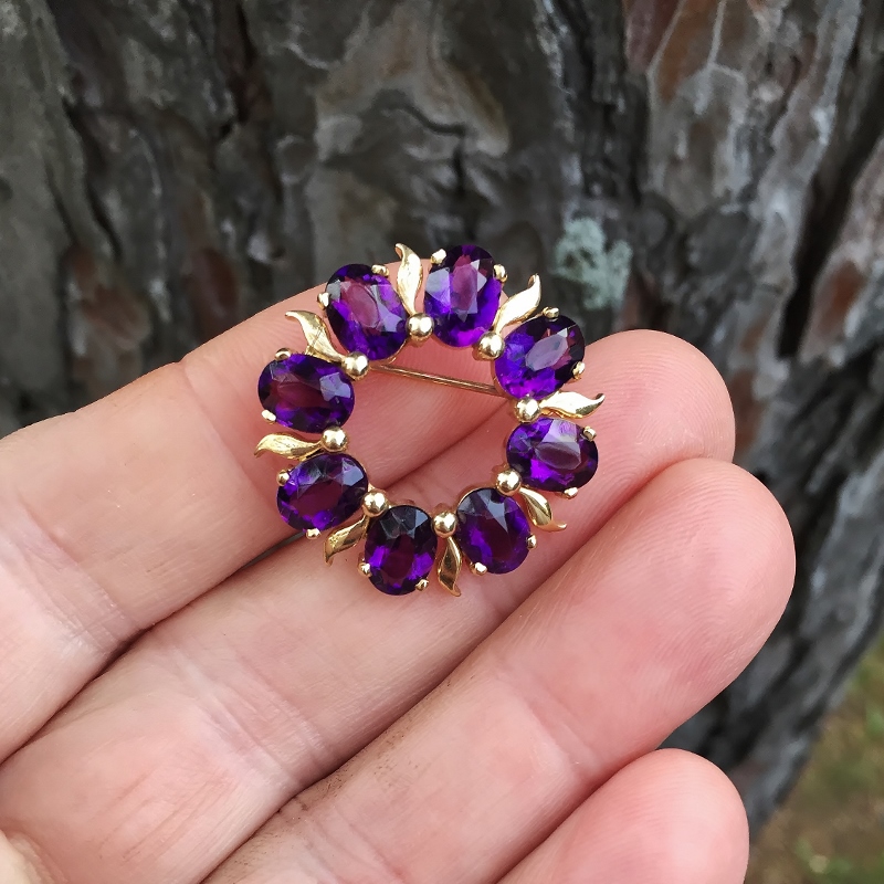 Vintage Special Quality 14 karat Amethyst Brooch  Litnon.com