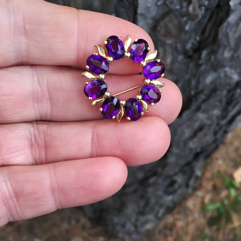 Vintage Special Quality 14 karat Amethyst Brooch  Litnon.com