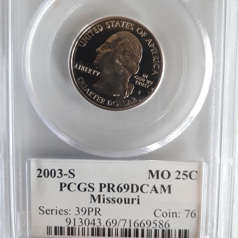 2003-S MO 25C PCGS PR69DCAM Missouri Series 39 PR Coin:76 Litnon.com