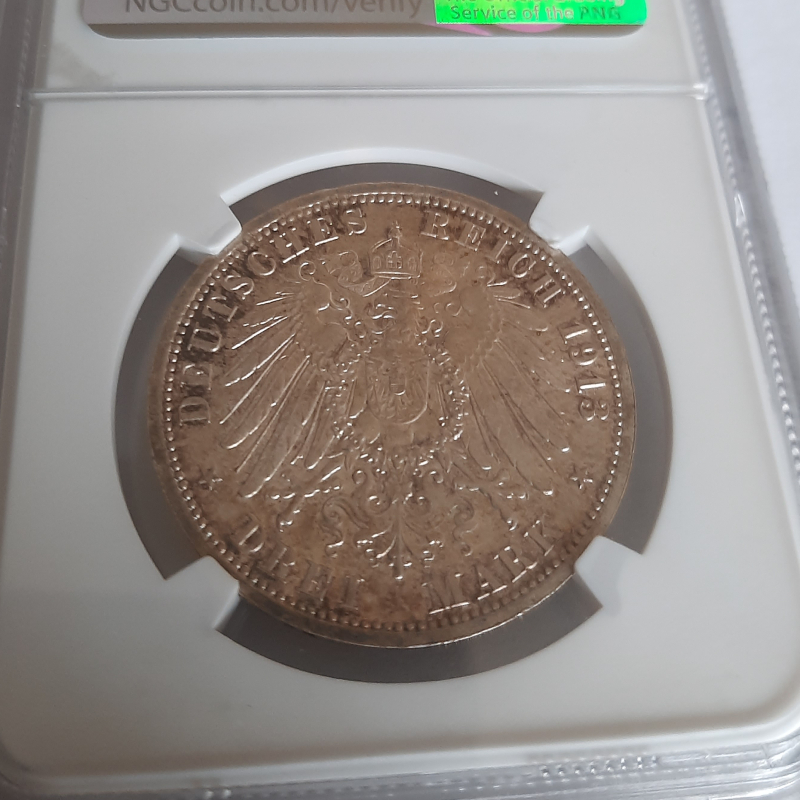 1913A GERMANY 3M PRUSSIA SILVER JUBILEE MS64 Litnon.com