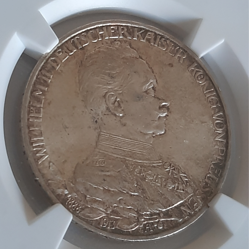 1913A GERMANY 3M PRUSSIA SILVER JUBILEE MS64 Litnon.com