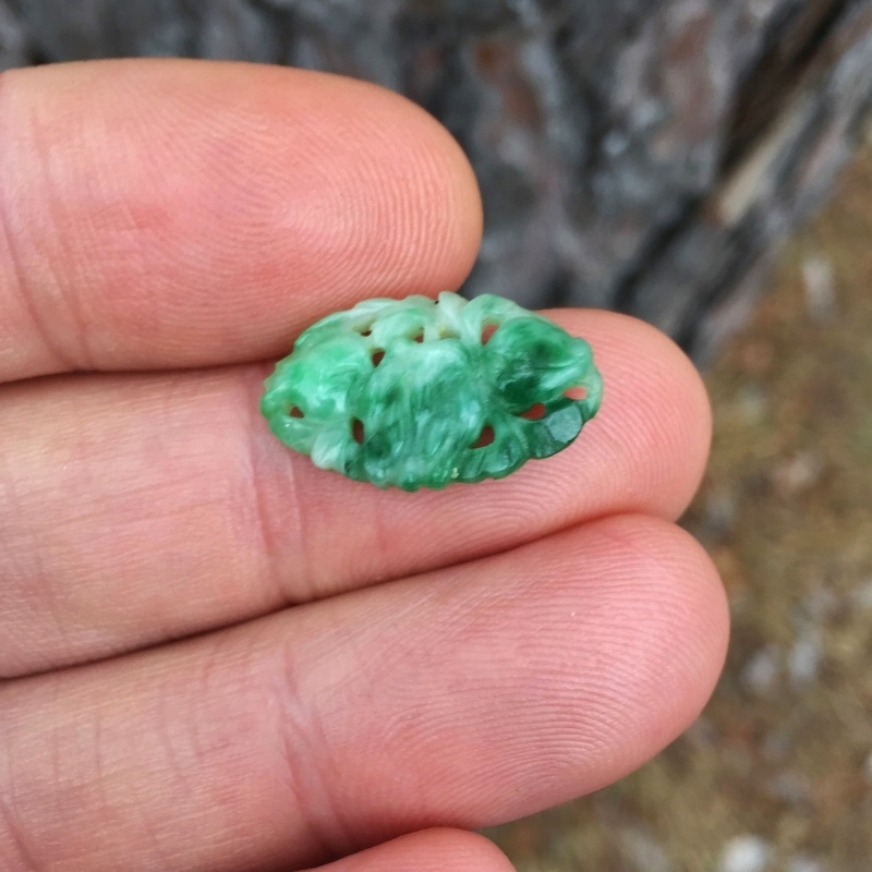 Apple Green Type A Burmese Jadeite Carved Cabochon 6.32 ct  Litnon.com
