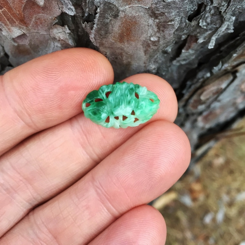 Apple Green Type A Burmese Jadeite Carved Cabochon 6.32 ct  Litnon.com