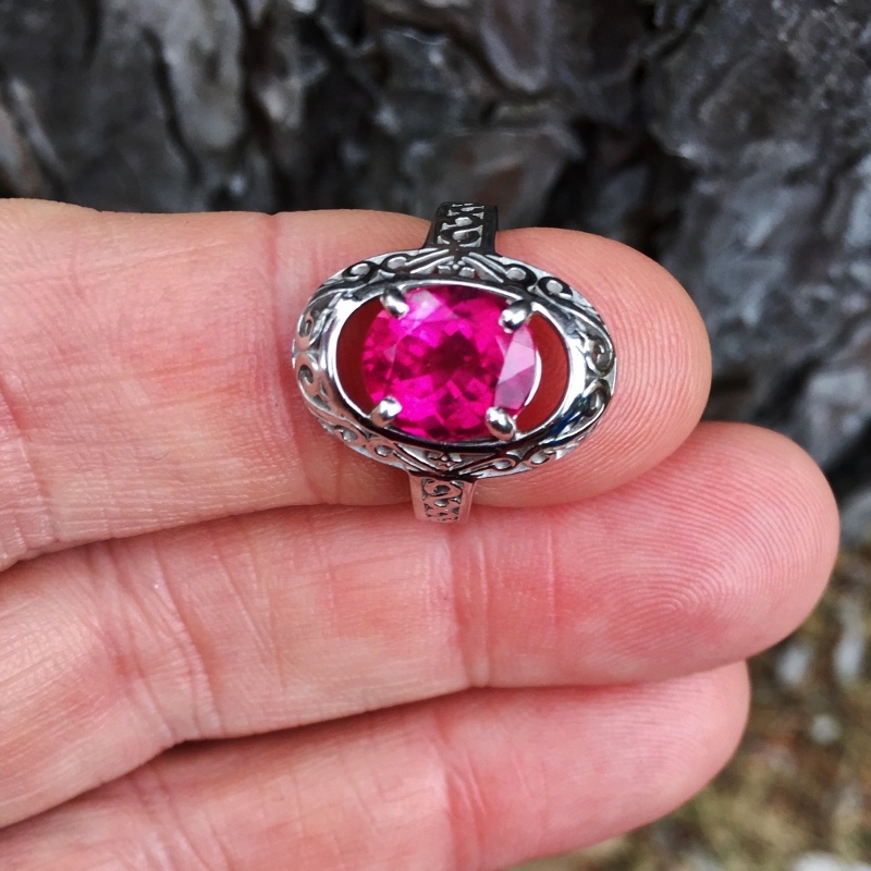 Antique / Vintage 14kt White Gold Rubellite Tourmaline Ring  Litnon.com