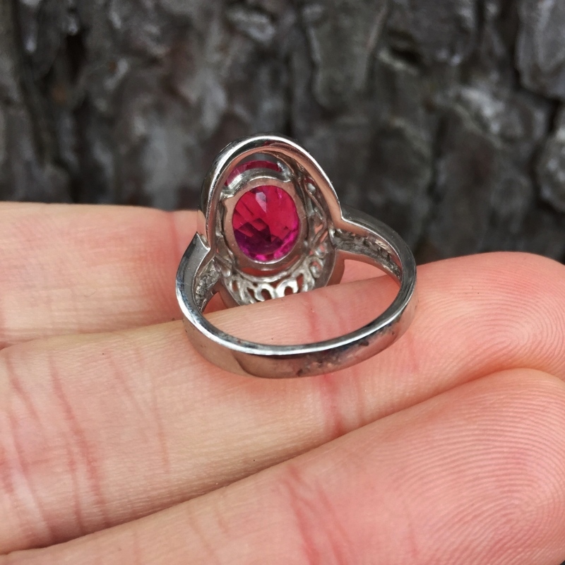 Antique / Vintage 14kt White Gold Rubellite Tourmaline Ring  Litnon.com
