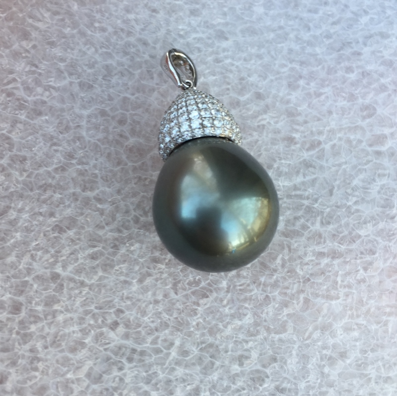  BigNatural South Sea Pearl 18 kt Diamond Pendant  Litnon.com