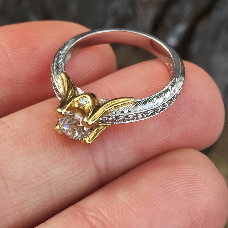 Platinum / 18 KT White Gold Euro Cut Diamond Ring  Litnon.com