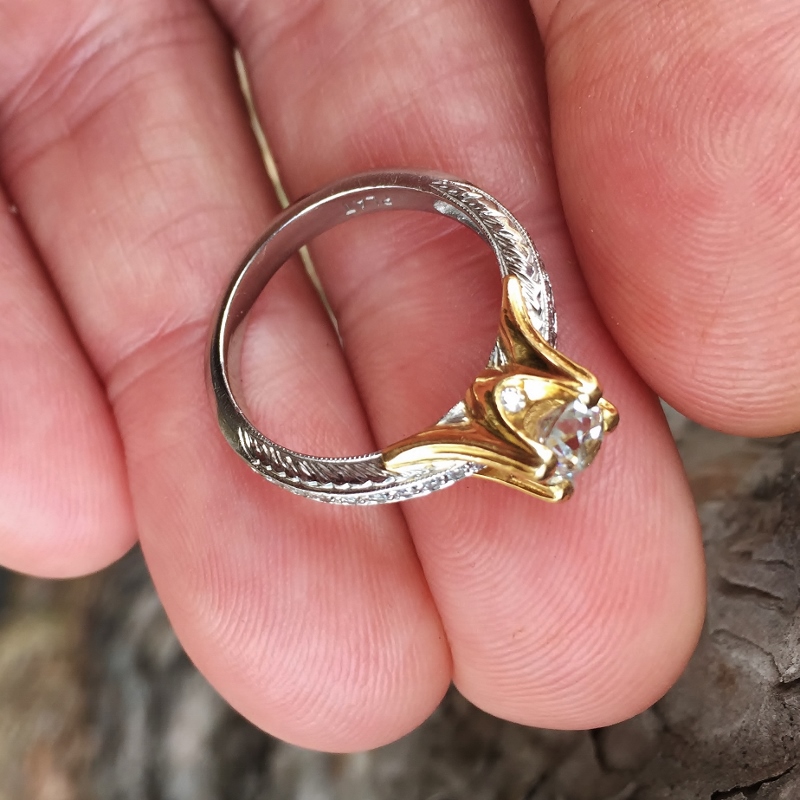 Platinum / 18 KT White Gold Euro Cut Diamond Ring  Litnon.com