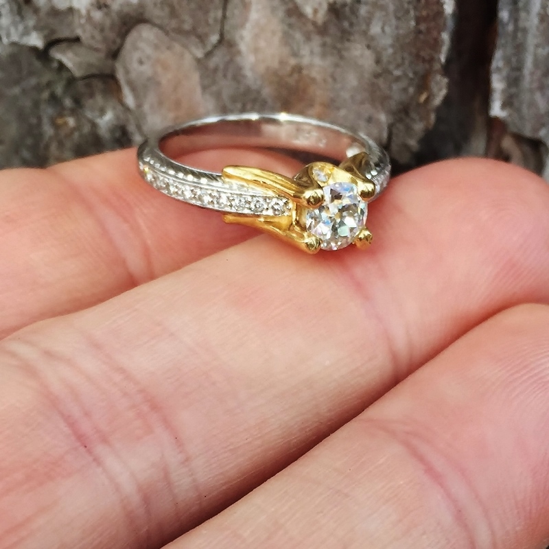 Platinum / 18 KT White Gold Euro Cut Diamond Ring  Litnon.com