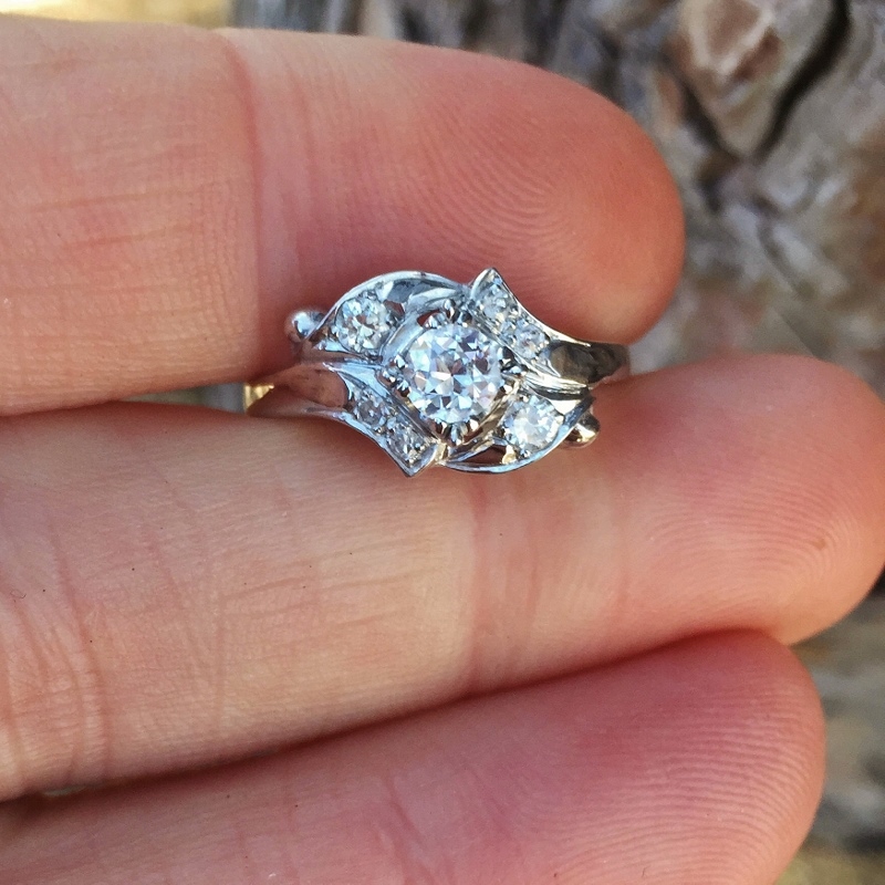 Antique ~ Vintage 14 kt European Cut Diamond Ring  Litnon.com