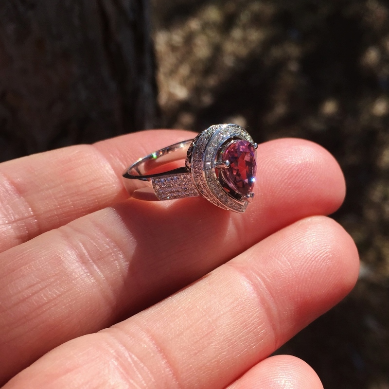 Quality Natural Pink Tourmaline Diamond Ring 14kt  Litnon.com