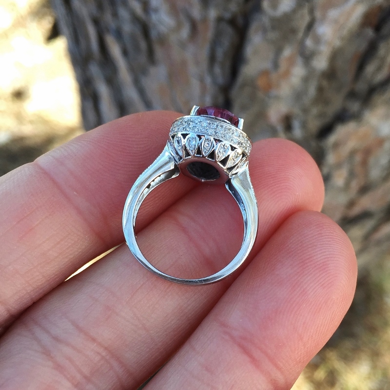 Quality Natural Pink Tourmaline Diamond Ring 14kt  Litnon.com