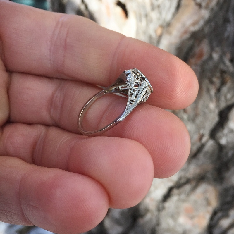 Antique 14kt White Gold Euro Cut Diamond Ring IF - F Color  Litnon.com