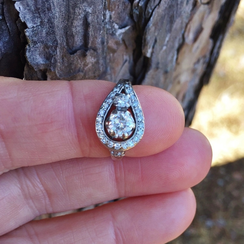  Vintage 14 kt European Cut Diamond Ring  Litnon.com