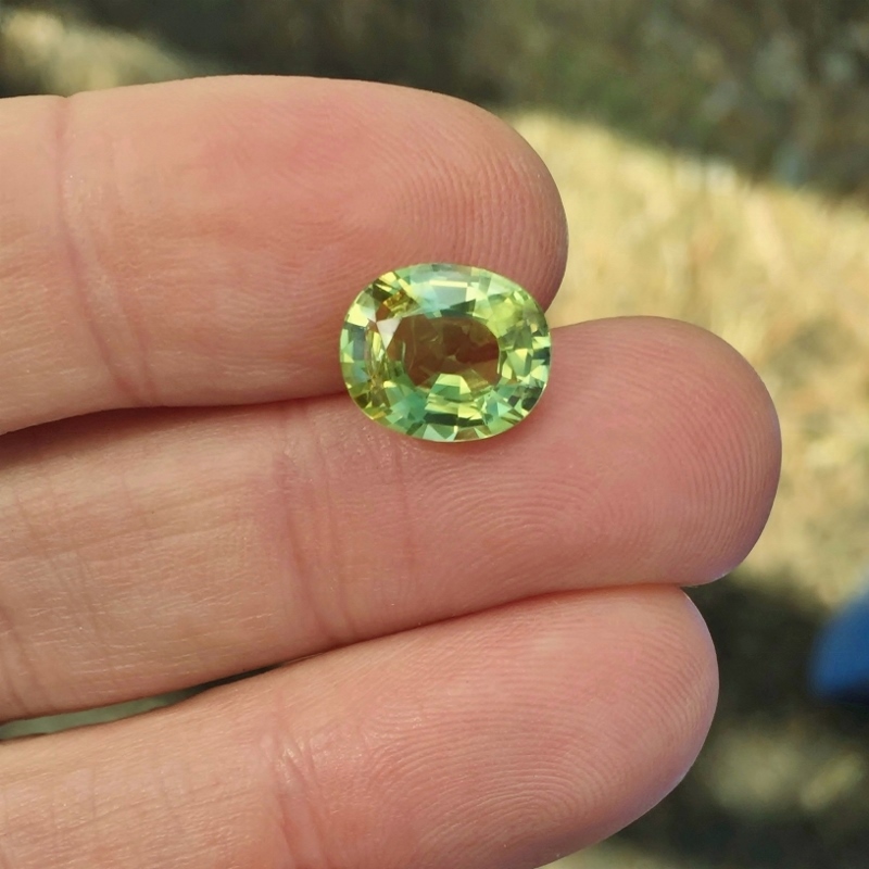 Big Unheated Yellow Green Sapphire Madagascar 5.07 ct  Litnon.com