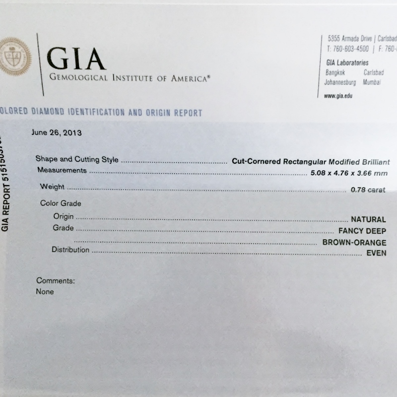 GIA Certified Natural Fancy Deep Brown-Orange Diamond 0.78 ct Litnon.com