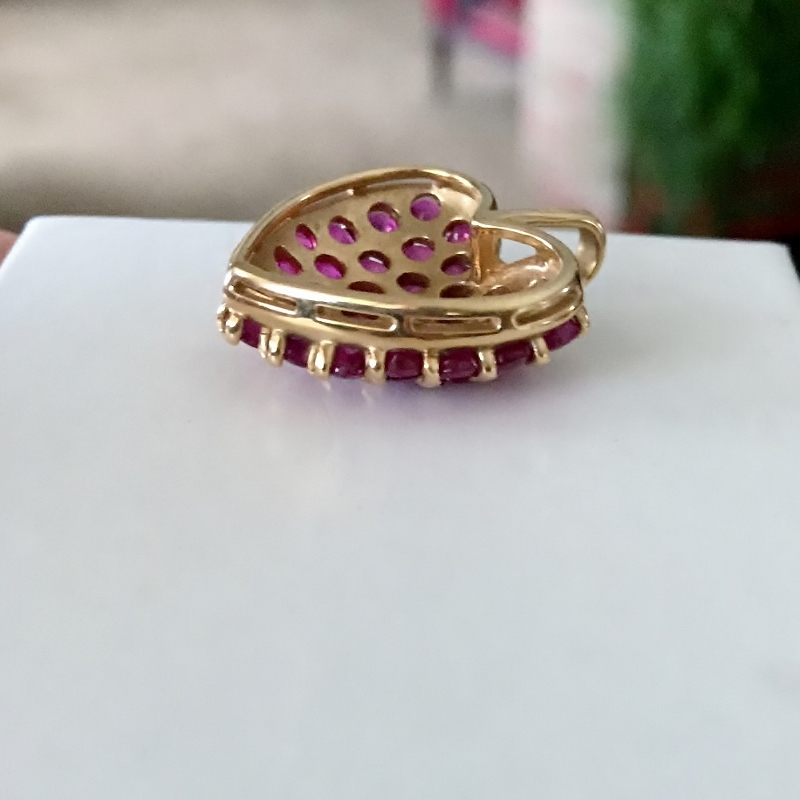 14 kt. Natural Unheated Burmese Ruby Heart Pendant  Litnon.com