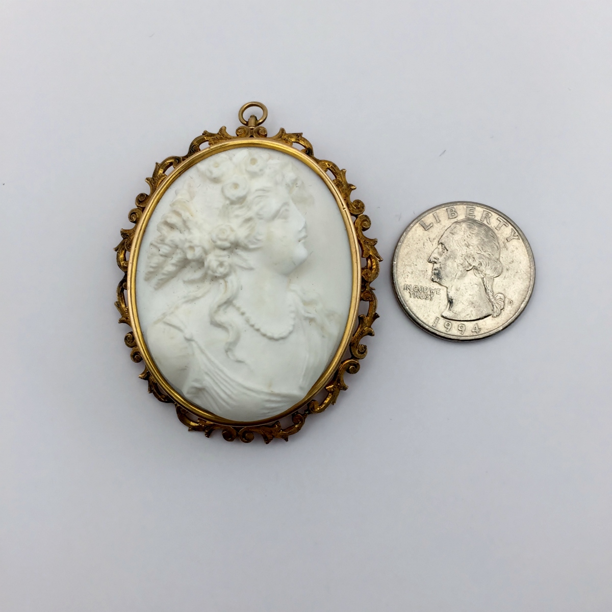 Antique Extra Large Conch Shell Pin - Pendant 14-karat Cameo Litnon.com
