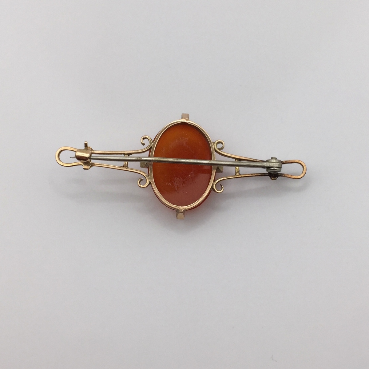 Antique Carnelian Stone Cameo 14-karat Pin Yellow Gold Litnon.com
