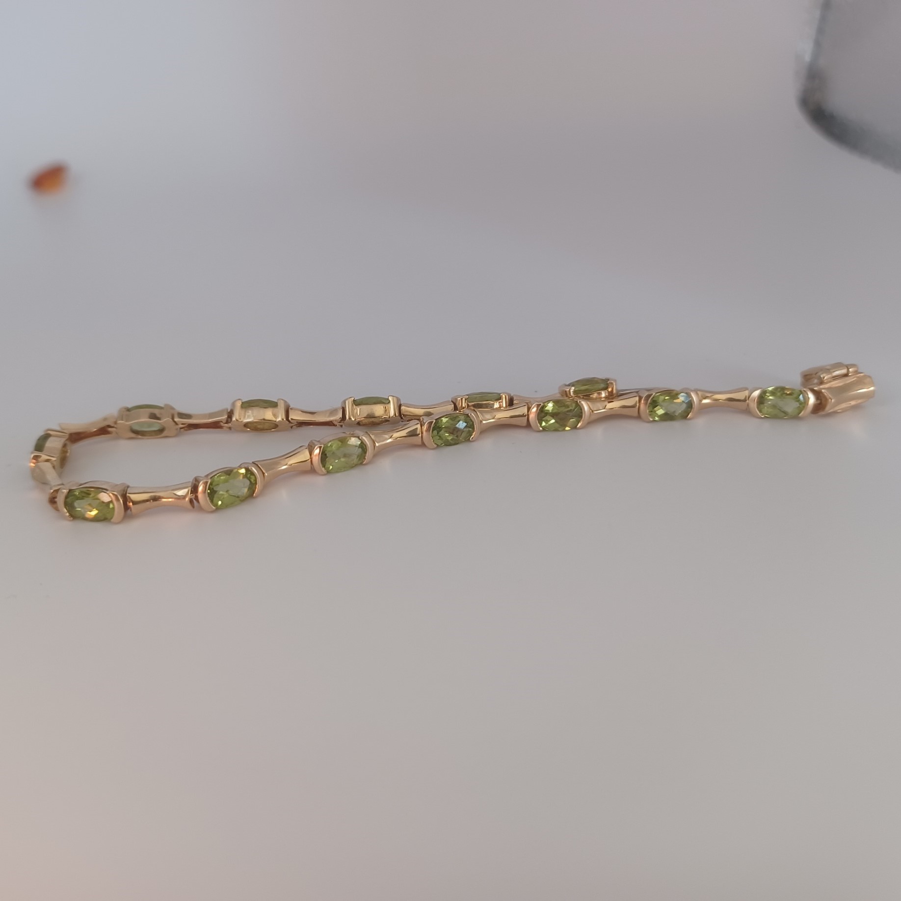 Fine Cut and Color Natural Peridot 14kt Gold Bracelet Litnon.com