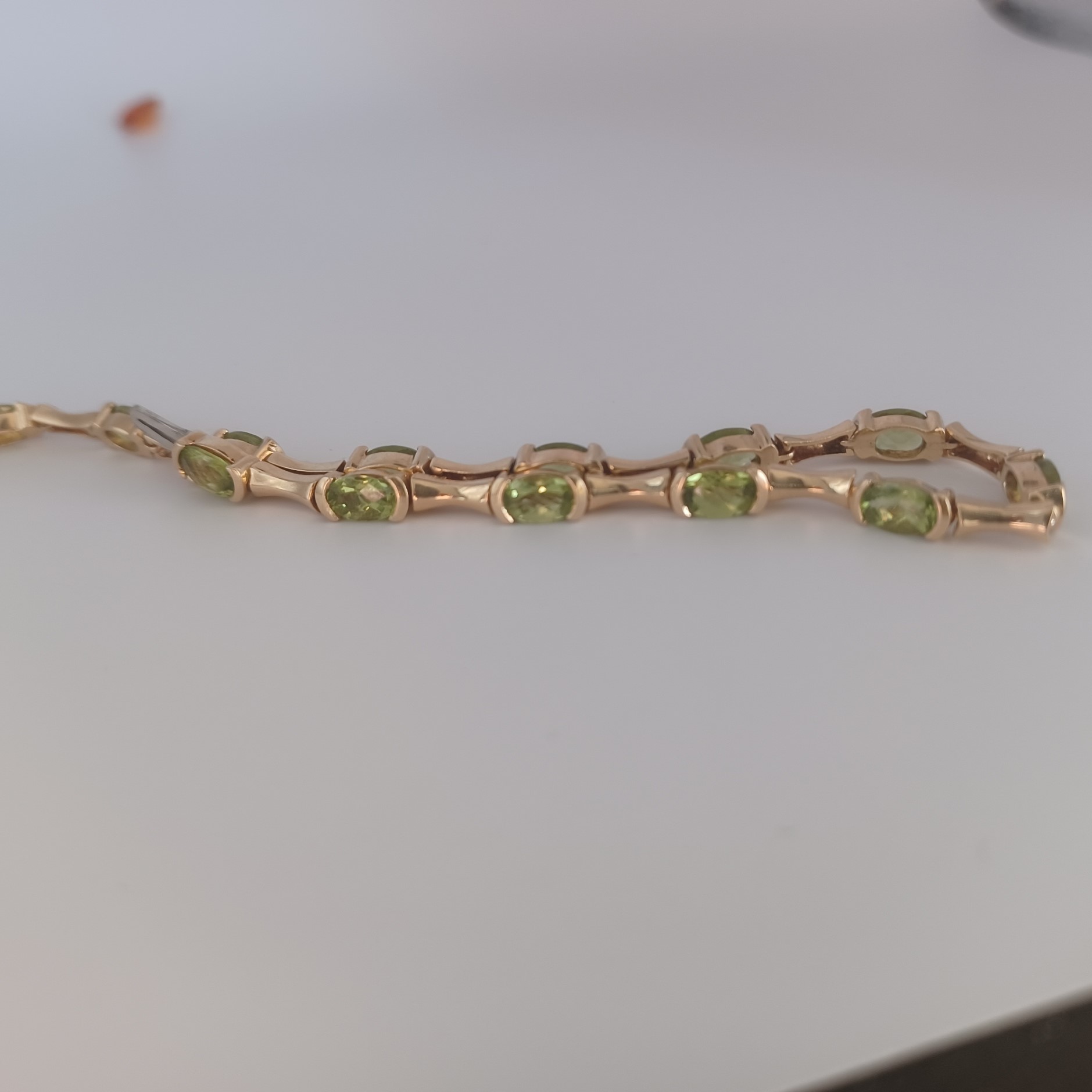 Fine Cut and Color Natural Peridot 14kt Gold Bracelet Litnon.com