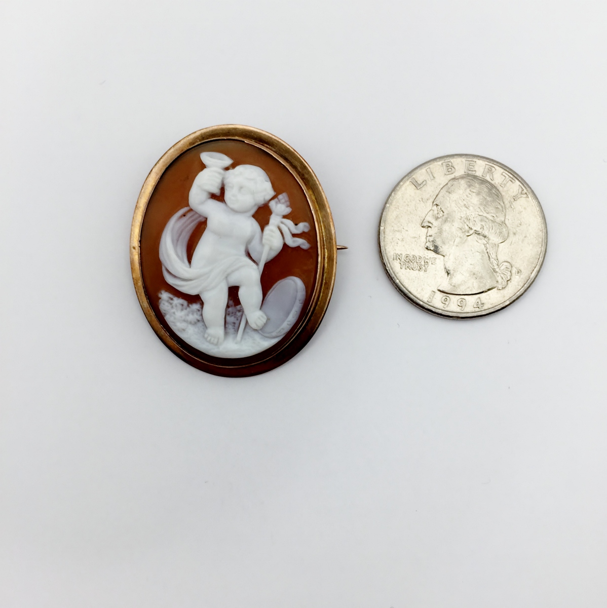 Antique Shell Cameo Pin 14-karat Yellow Gold Litnon.com