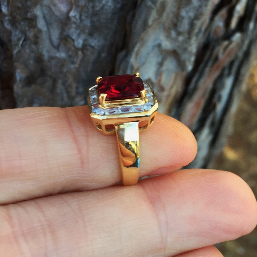 Quality Natural Red Rubellite Tourmaline Diamond Ring 18kt  Litnon.com