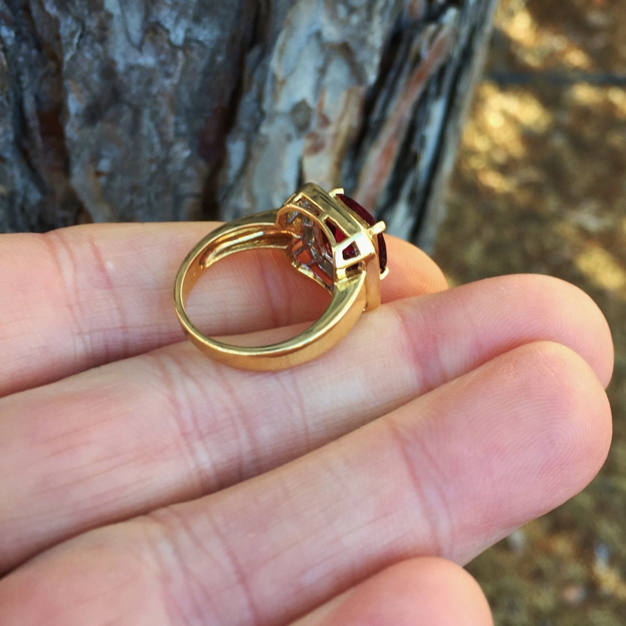 Quality Natural Red Rubellite Tourmaline Diamond Ring 18kt  Litnon.com